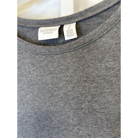 Chico’s Weekends Gray Tunic Top 2 (XL) Soft Modal Blend Cozy Fall Minimalist - Picture 3 of 11